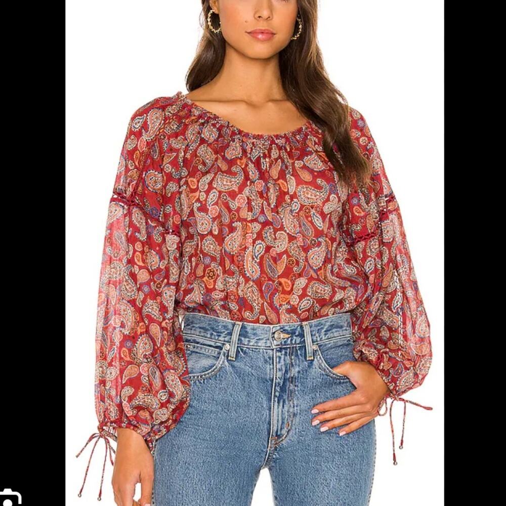 Free People Sundown Bodysuit Red Vintage Combo